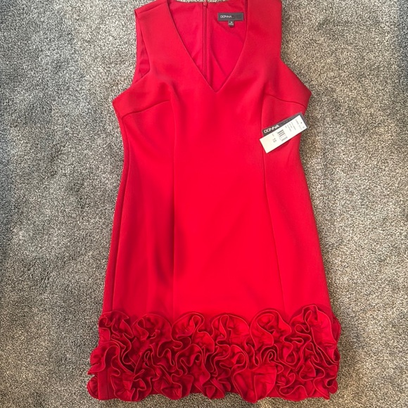 Donna Ricco Red Sleeveless v neck ruffle hem Dress NWT size 10 - Picture 1 of 7